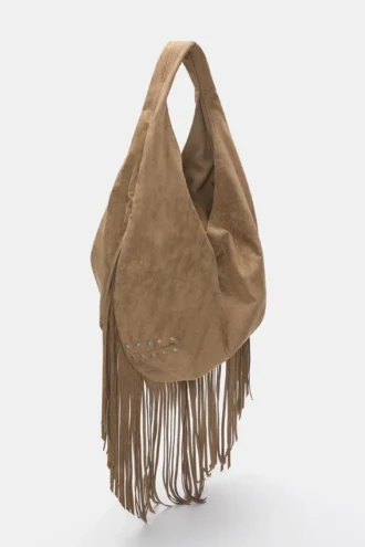 Bolso tote con flecos