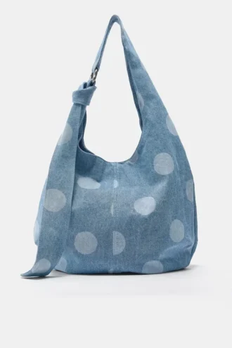 Bolso tote de denim con lunares
