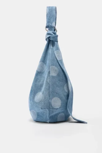 Bolso tote de denim con lunares