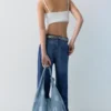 Bolso tote de denim con lunares Bolso tote de denim con lunares