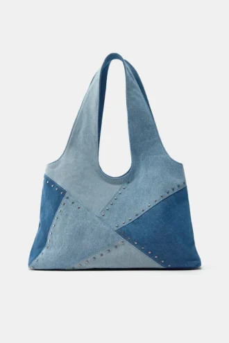 Bolso tote de denim patchwork