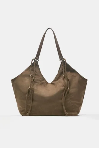 Bolso tote de piel sintética con detalle de correa Bolso tote de piel sintética con detalle de correa