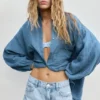 Camisas con cuello alto y efecto gasa
