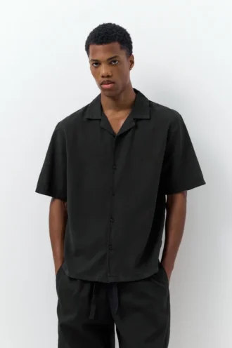 Camisas de manga corta de mezcla de lino