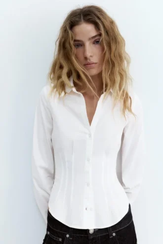 Camisas entalladas de popelín con pinzas Camisas entalladas de popelín con pinzas