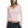 Camiseta con cuello con ribete de encaje