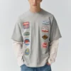 Camiseta de doble manga con parches