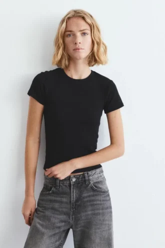 Camiseta de manga corta acanalada