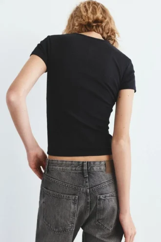 Camiseta de manga corta acanalada