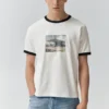 Camiseta de manga corta con ribete gráfico Camiseta de manga corta con ribete gráfico
