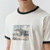 Camiseta de manga corta con ribete gráfico Camiseta de manga corta con ribete gráfico