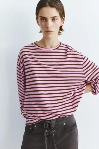 Camiseta de manga larga a rayas