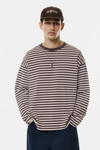 Camiseta de manga larga a rayas