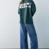 Camiseta de manga larga a rayas con texto Camiseta de manga larga a rayas con texto