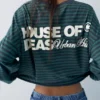Camiseta de manga larga a rayas con texto Camiseta de manga larga a rayas con texto