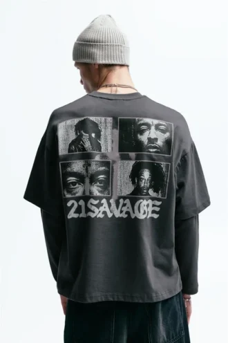 Camiseta de manga larga con cuello redondo de 21 Savage