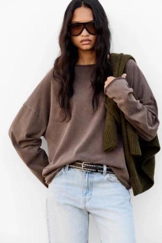 Camiseta oversize de manga larga