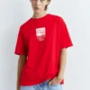 Camiseta roja con eslogan estampado Camiseta roja con eslogan estampado