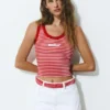 Camiseta sin mangas con bordado a rayas Camiseta sin mangas con bordado a rayas