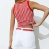 Camiseta sin mangas con bordado a rayas Camiseta sin mangas con bordado a rayas
