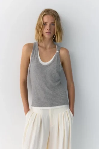 Camiseta sin mangas de doble capa