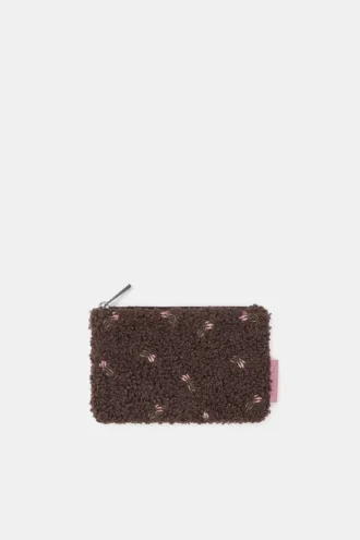Cartera floral de imitación de piel de oveja