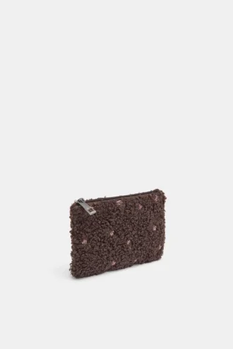 Cartera floral de imitación de piel de oveja