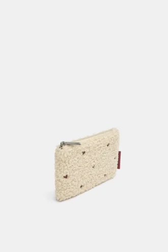 Cartera floral de imitación de piel de oveja