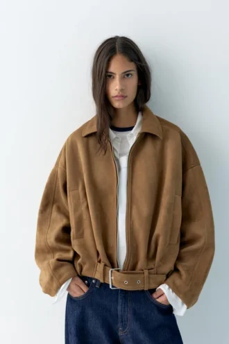 Chaqueta bomber de ante sintético