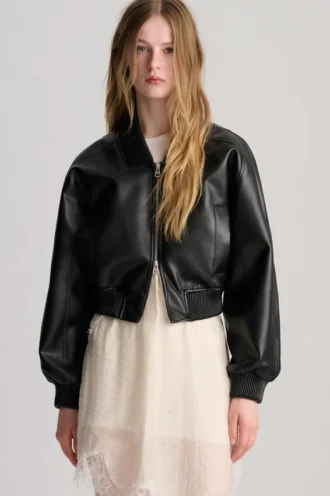 Chaqueta bomber de imitación de piel