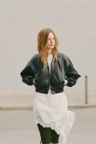 Chaqueta bomber de imitación de piel