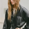 Chaqueta bomber de imitación de piel Chaqueta bomber de imitación de piel
