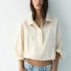 Chaqueta corta con efecto nailon Chaqueta corta con efecto nailon