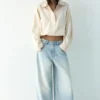 Chaqueta corta con efecto nailon Chaqueta corta con efecto nailon