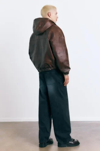Chaqueta de imitación de cuero desgastado Chaqueta de imitación de cuero desgastado