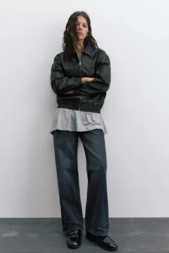 Chaqueta tipo «dad» de imitación de piel