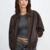 Chaqueta tipo «dad» de imitación de piel Chaqueta tipo «dad» de imitación de piel