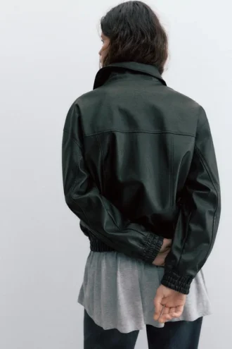 Chaqueta tipo «dad» de imitación de piel