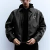 Chaqueta trucker de imitación de cuero