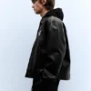 Chaqueta trucker de imitación de cuero
