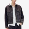 Chaqueta vaquera tipo trucker con acabado flocado Chaqueta vaquera tipo trucker con acabado flocado