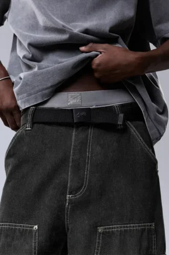 Cinturón de tela STWD negro con hebilla