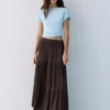 Falda midi fluida con paneles Falda midi fluida con paneles