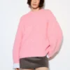 Jersey rosa de cuello redondo Jersey rosa de cuello redondo