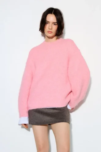 Jersey rosa de cuello redondo