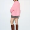 Jersey rosa de cuello redondo Jersey rosa de cuello redondo