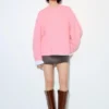 Jersey rosa de cuello redondo Jersey rosa de cuello redondo