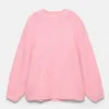 Jersey rosa de cuello redondo Jersey rosa de cuello redondo