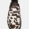 Mocasines de piel con estampado de vaca