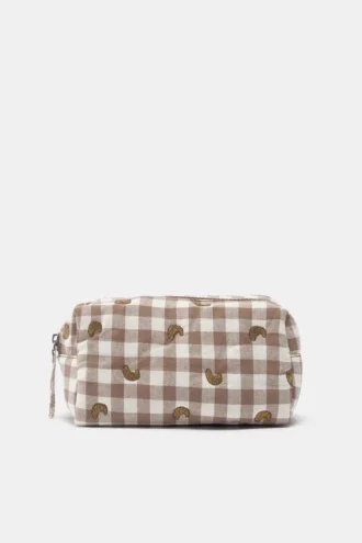 Neceser de cuadros vichy con forma de croissant